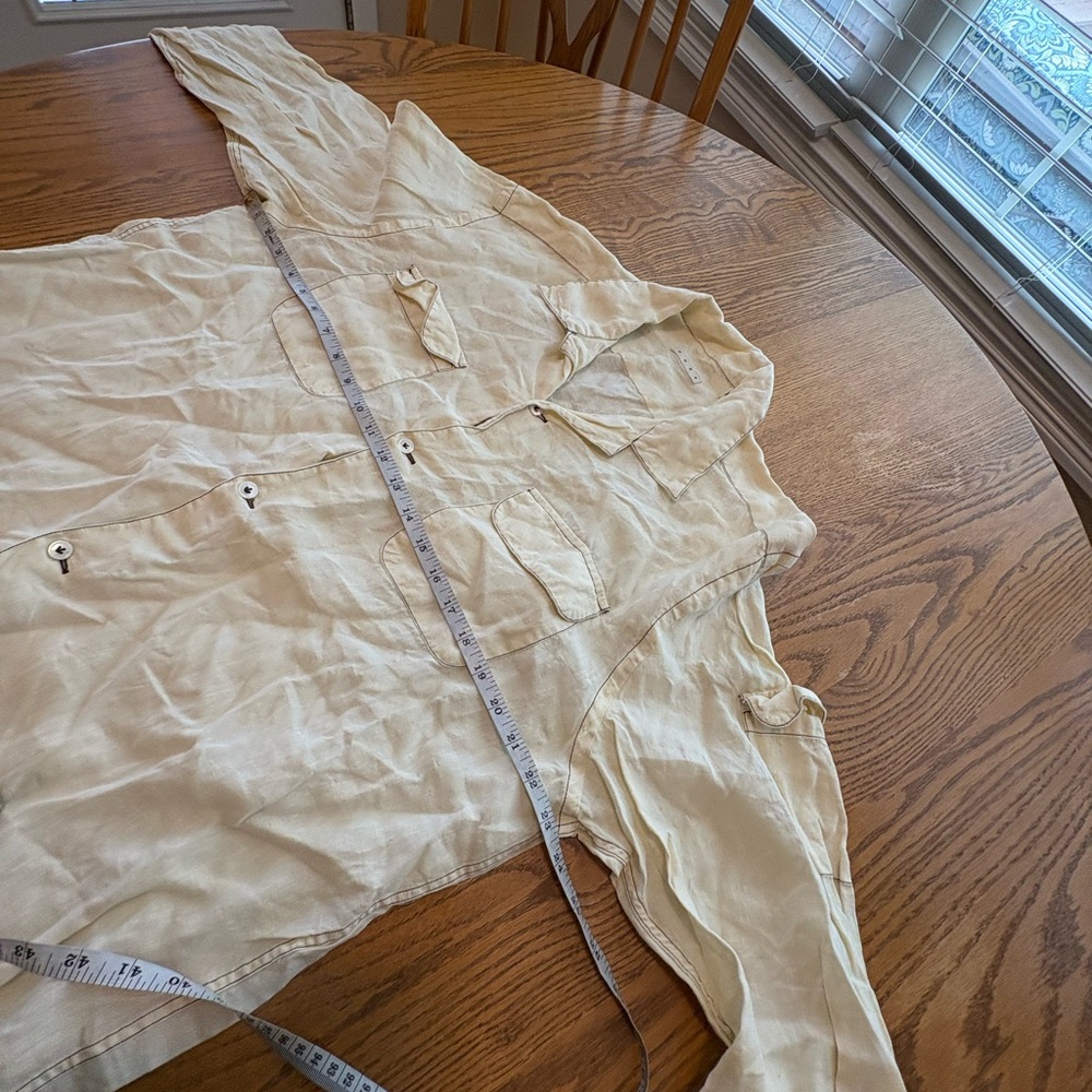 RODA Luxury Denim 100% Linen Shirt Men’s Modern Fit XXL Ivory - Picture 3 of 8